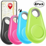 4 Pack Smart GPS Tracker Key Finder Locator Wireless Anti Lost Alarm Sensor Device for Kids Car Wallet Pets Motorcycles Luggage Smart Phone Selfie Shutter APP Control Compatible iOS Android